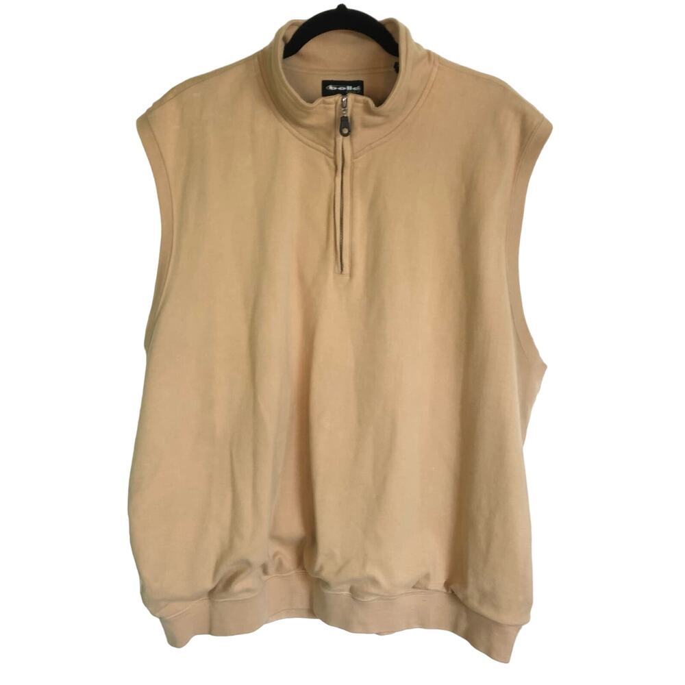 Bolle Golf Men's Size XL Cream 1/4 Zip Vest Lined Sweater Golf Sweater Vest
